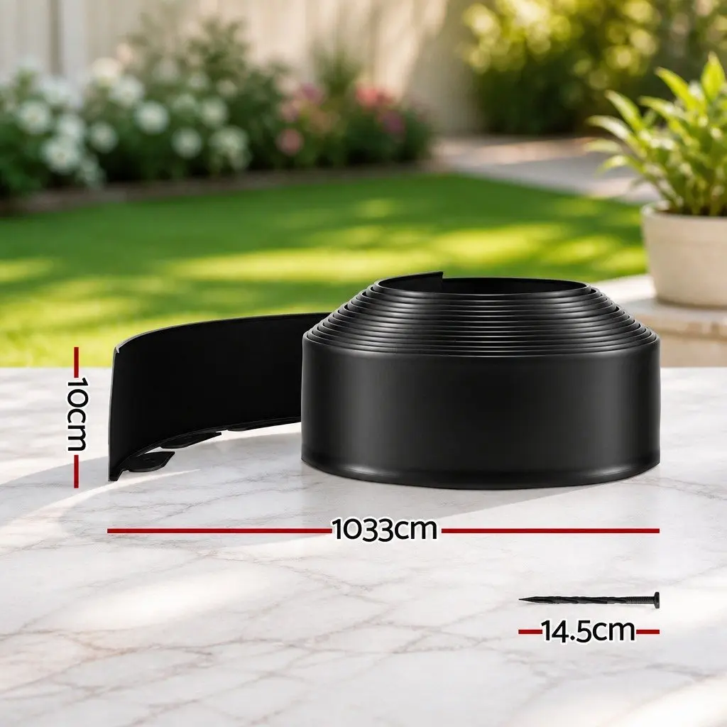 Garden Edging Black 33ft Flexible Plastic Lawn Border 30 Piece