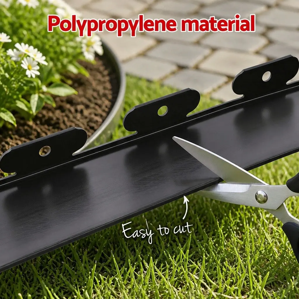 Garden Edging Black 33ft Flexible Plastic Lawn Border 30 Piece