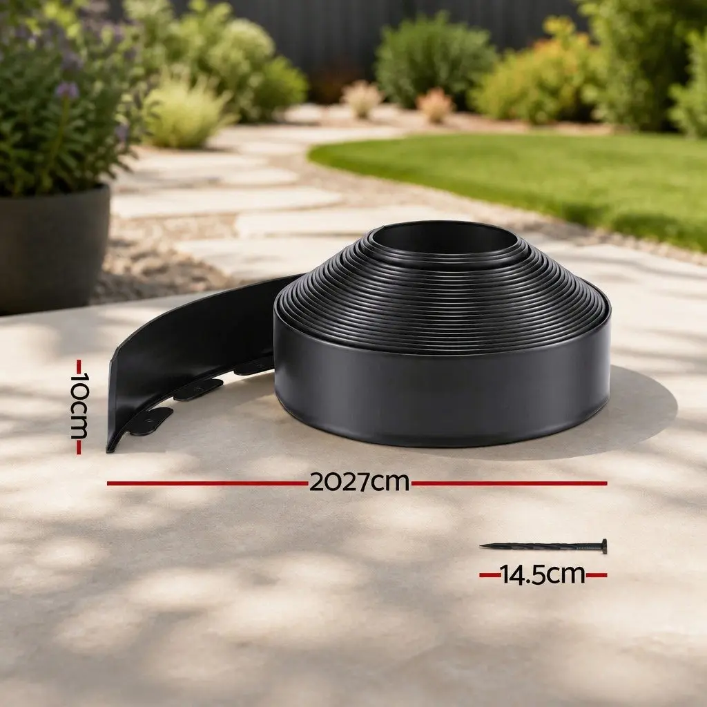 Garden Edging Black 60ft Flexible Plastic Lawn Border 30 Pieces