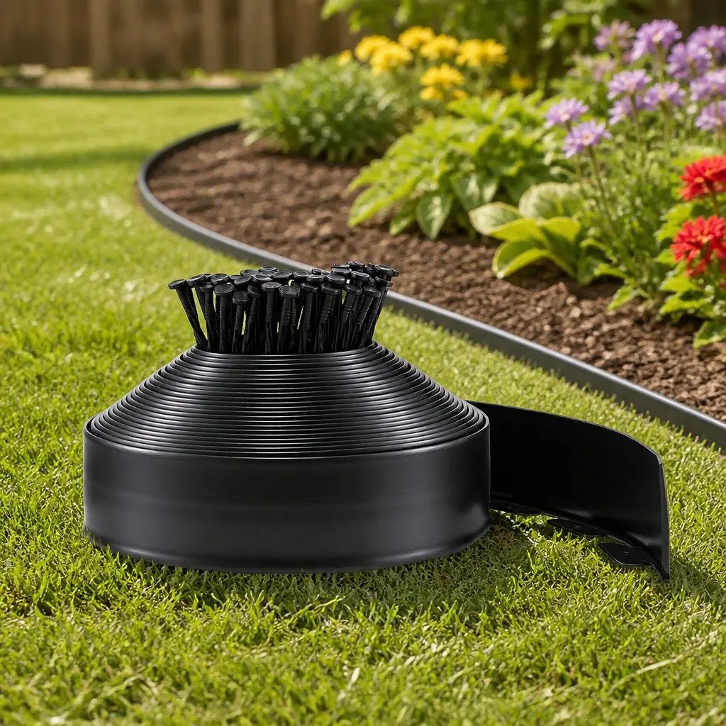 Garden Edging Black 60ft Flexible Plastic Lawn Border 30 Pieces