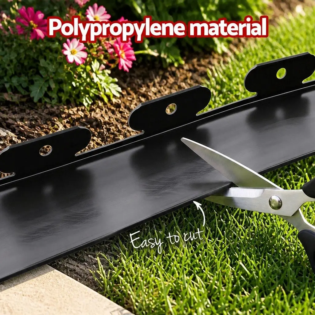 Garden Edging Black 60ft Flexible Plastic Lawn Border 30 Pieces