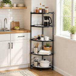5-Tier Corner Kitchen Shelf Rack Metal Storage Stand Freestanding Organizer