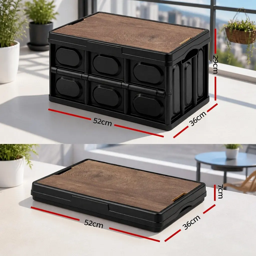 Collapsible Outdoor Storage Box 50L Stackable Folding Camping Organizer with