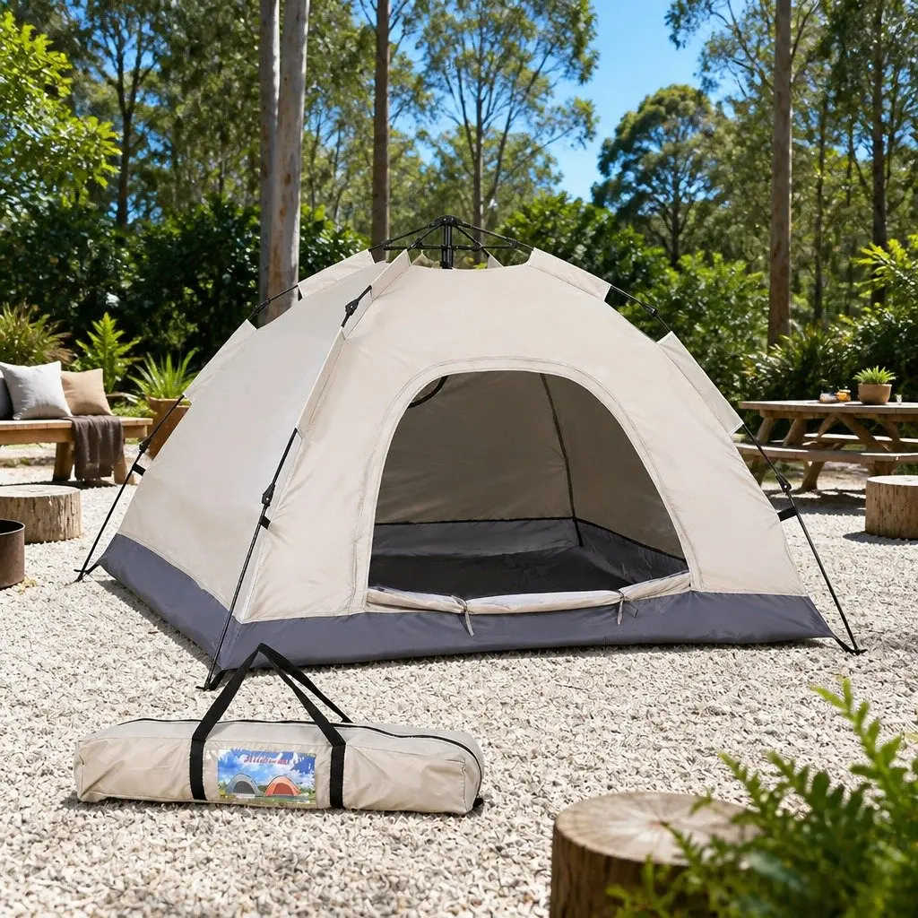 Beige Camping Tent with Quick Setup