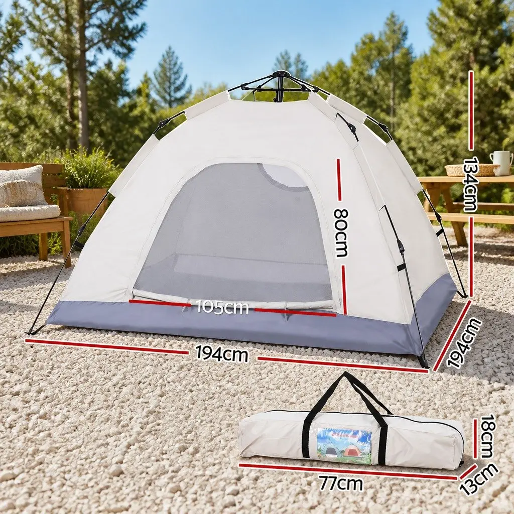 Camping Tent Beige 2 Person Instant Auto Setup Outdoor Hiking