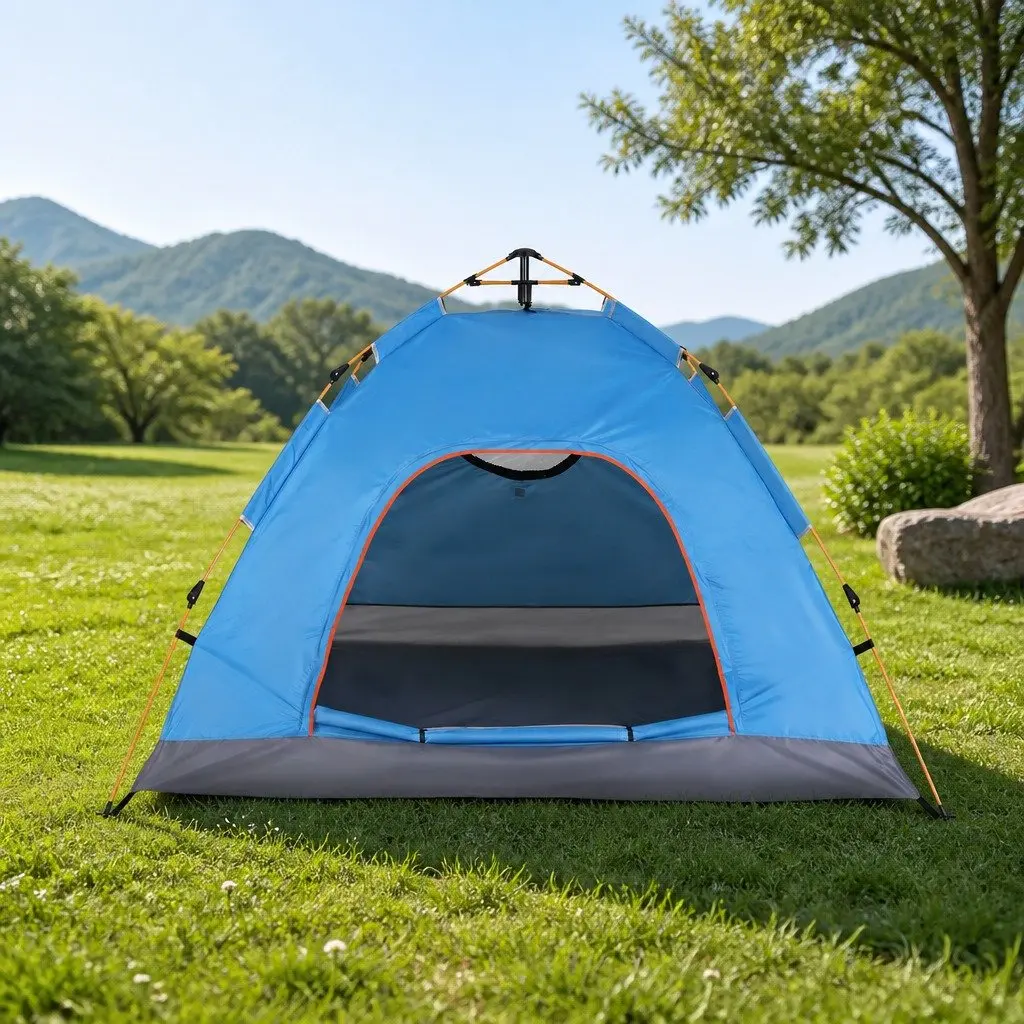 Camping Tent Blue 2 to 3 Person Auto Instant Pop Up Outdoor Hiking