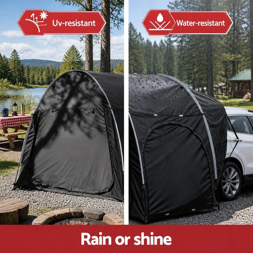 Car Camping Tent Black Portable Vehicle-Mounted Water-Resistant Oxford Fabric with UV Protection