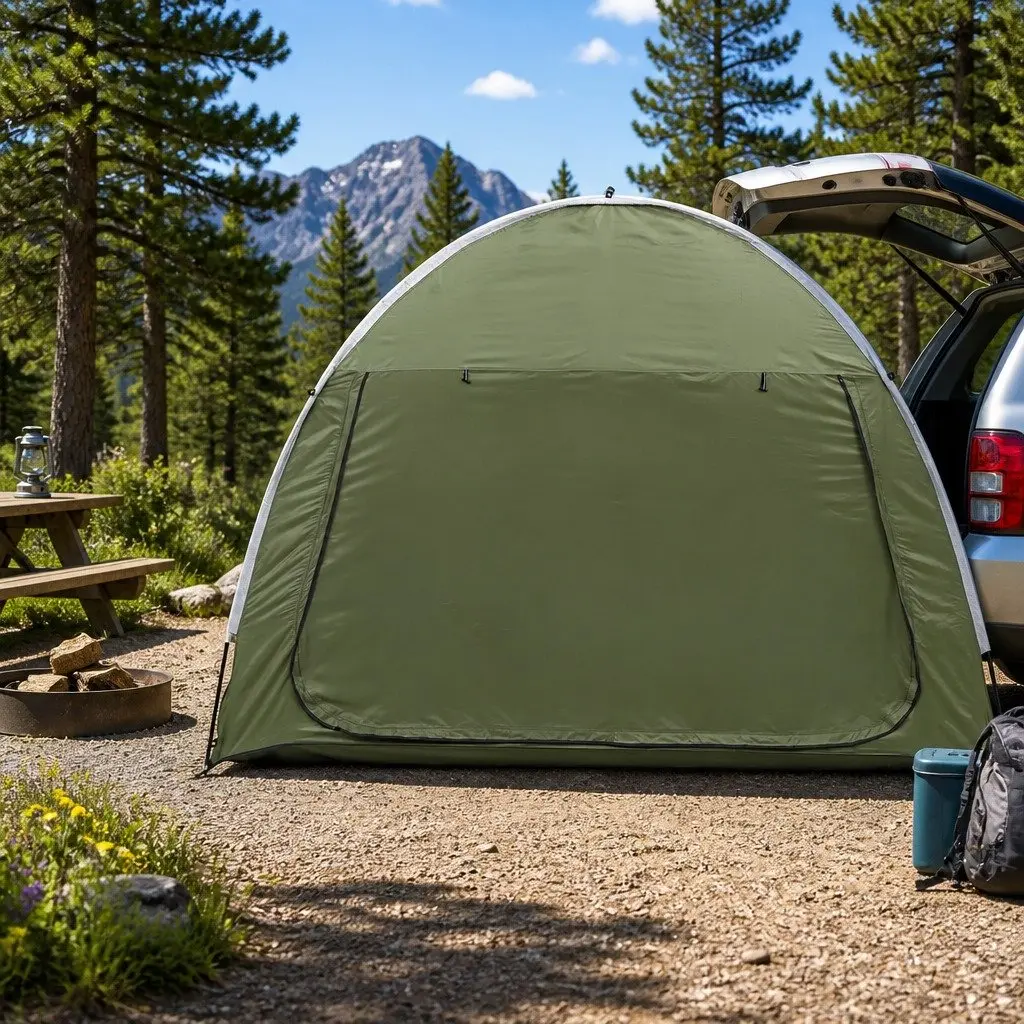 Car Camping Tent Green Vehicle-Mounted Portable Outdoor Shelter Water-Resistant Oxford Fabric