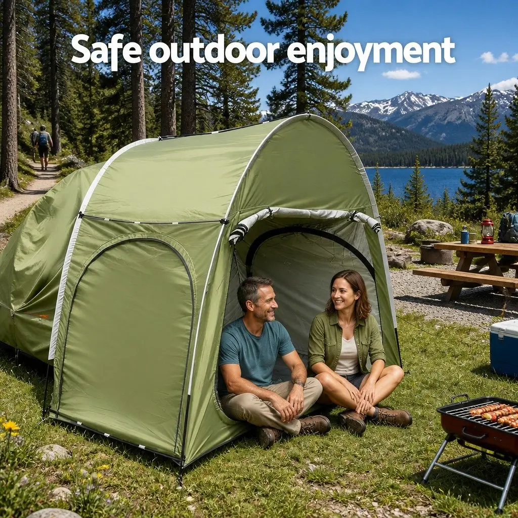 Car Camping Tent Green Vehicle-Mounted Portable Outdoor Shelter Water-Resistant Oxford Fabric