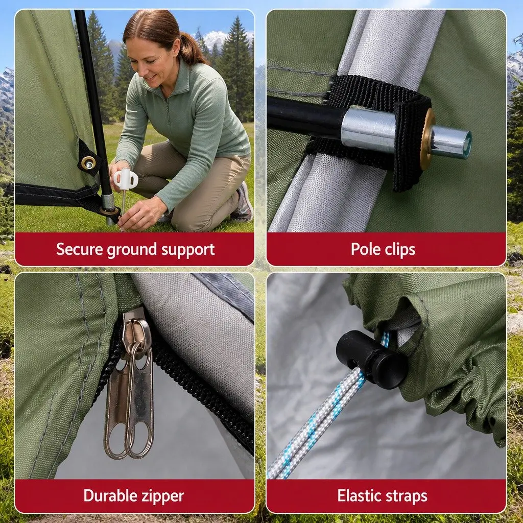Car Camping Tent Green Vehicle-Mounted Portable Outdoor Shelter Water-Resistant Oxford Fabric