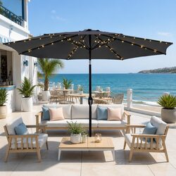 Compact and Sturdy Outdoor Umbrella with LED Lights