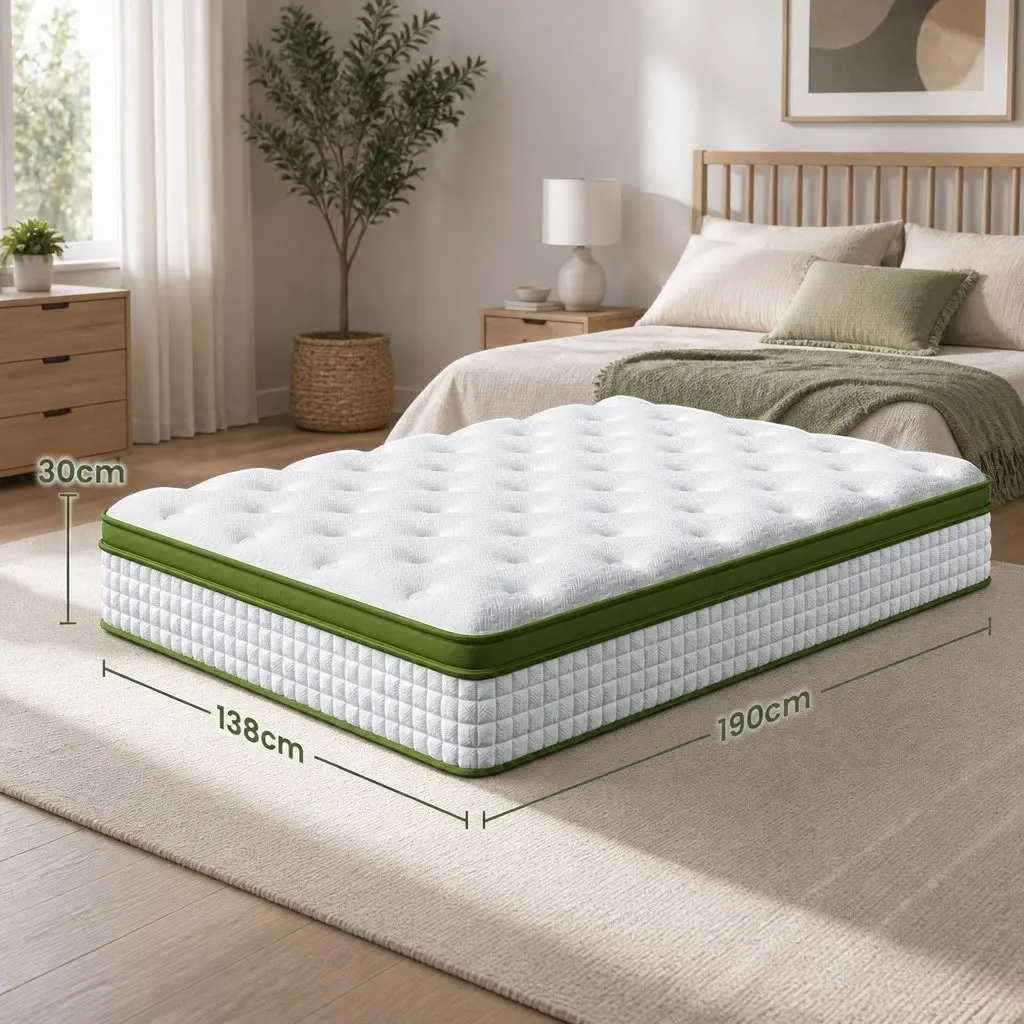 Double Mattress White 30cm Gel Memory Foam Pocket Spring 5 Zone Medium Firm