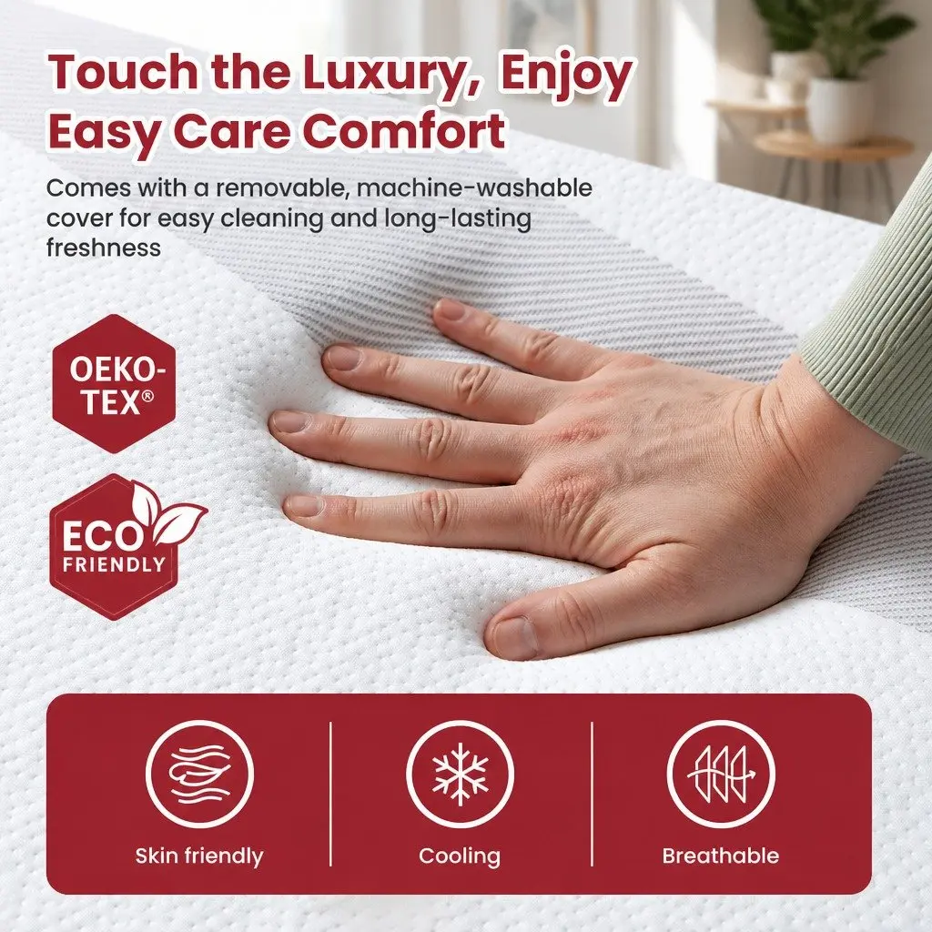 King Single Mattress Gel-Infused Memory Foam 25cm Reversible Medium Firm
