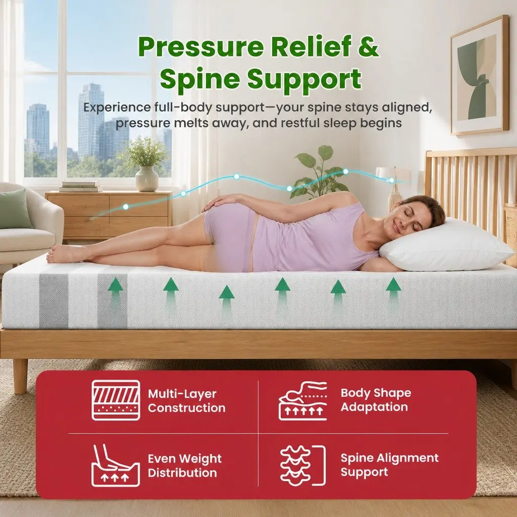 King Single Mattress Gel-Infused Memory Foam 25cm Reversible Medium Firm