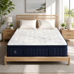 Queen Mattress 34cm Medium Firm Pocket Spring Hybrid Cooling Mattress Boxed