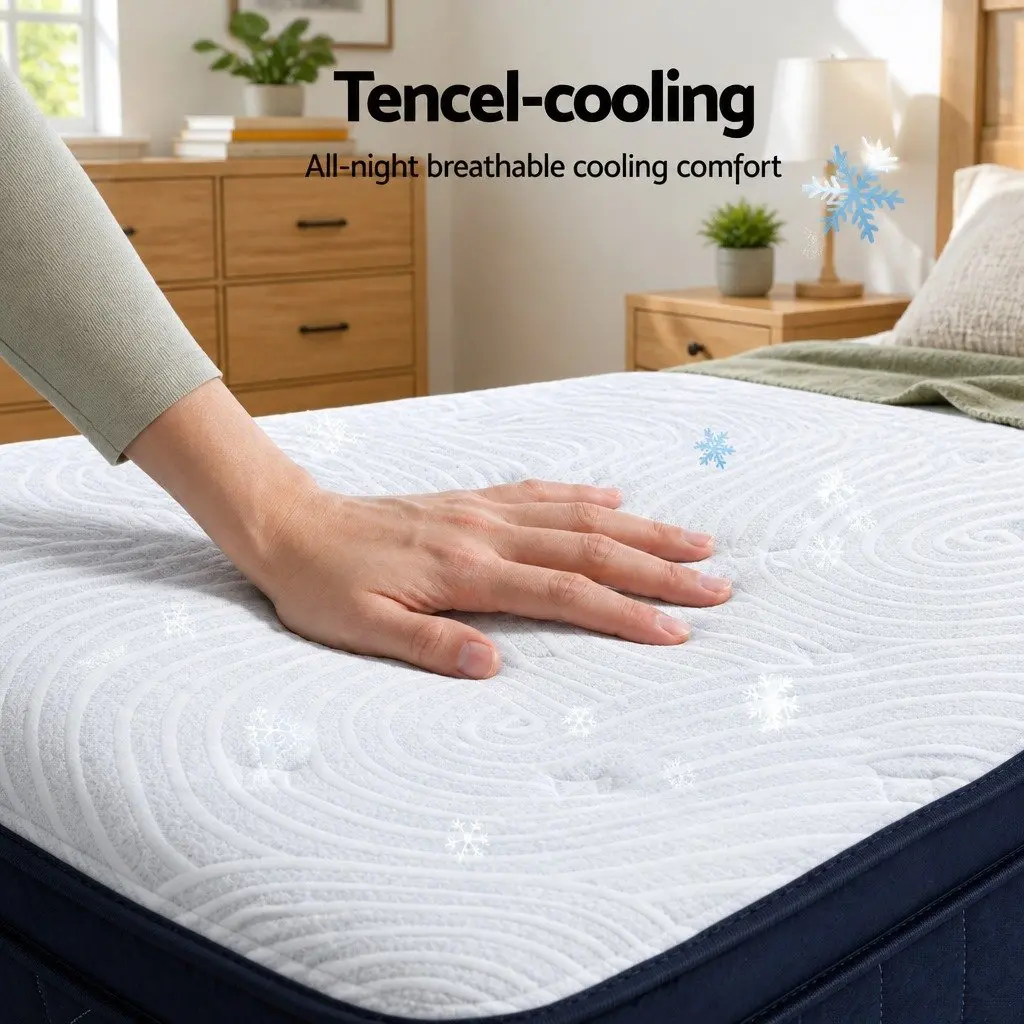 Single Mattress White 34cm Medium Soft Hybrid Pocket Spring Gel Memory Foam Cooling