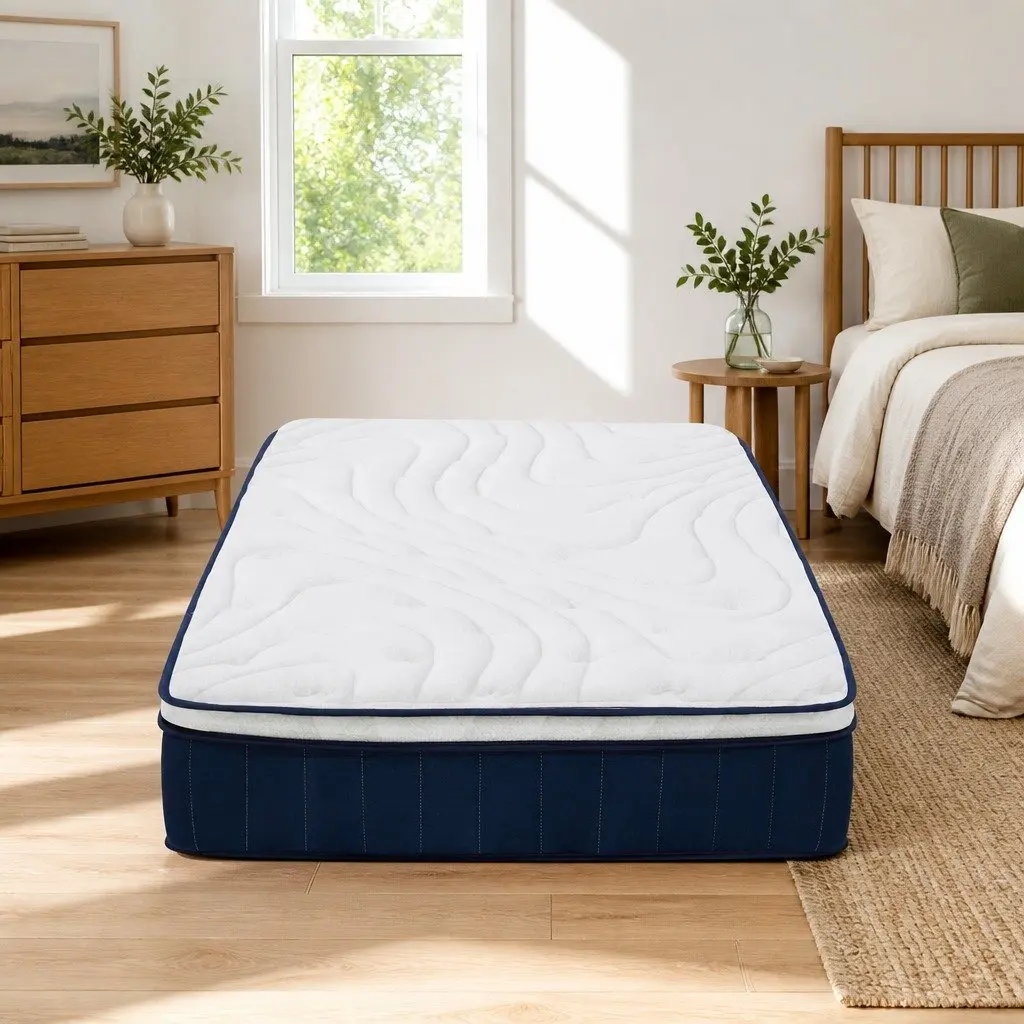 King Single Mattress White 30cm Medium Firm Pocket Spring Latex Lumbar Support Hybrid