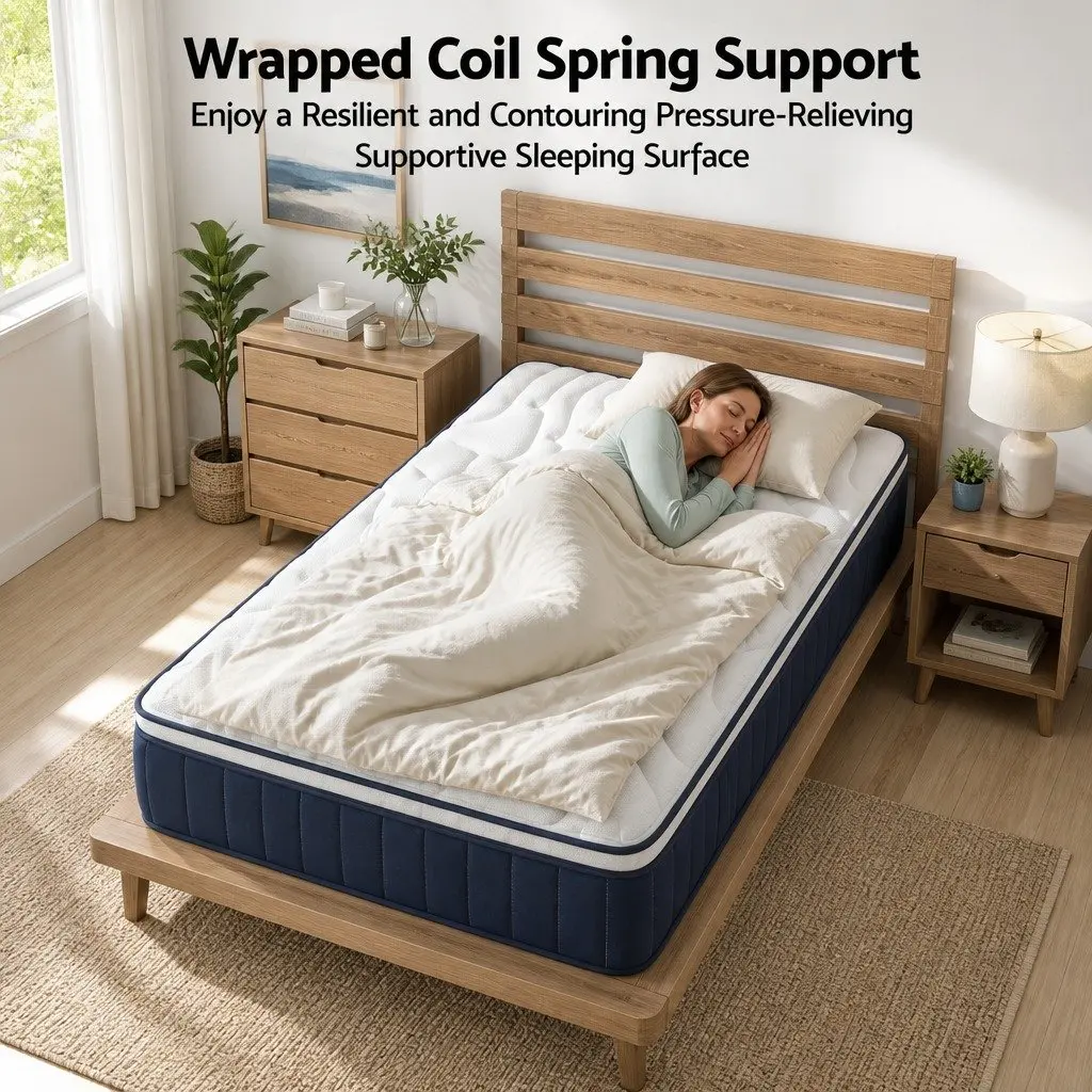 King Single Mattress White 30cm Medium Firm Pocket Spring Latex Lumbar Support Hybrid