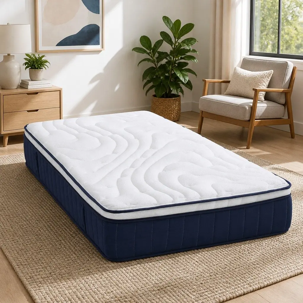Queen Mattress White 30cm Medium Firm Pocket Spring Hybrid with Lumbar Support