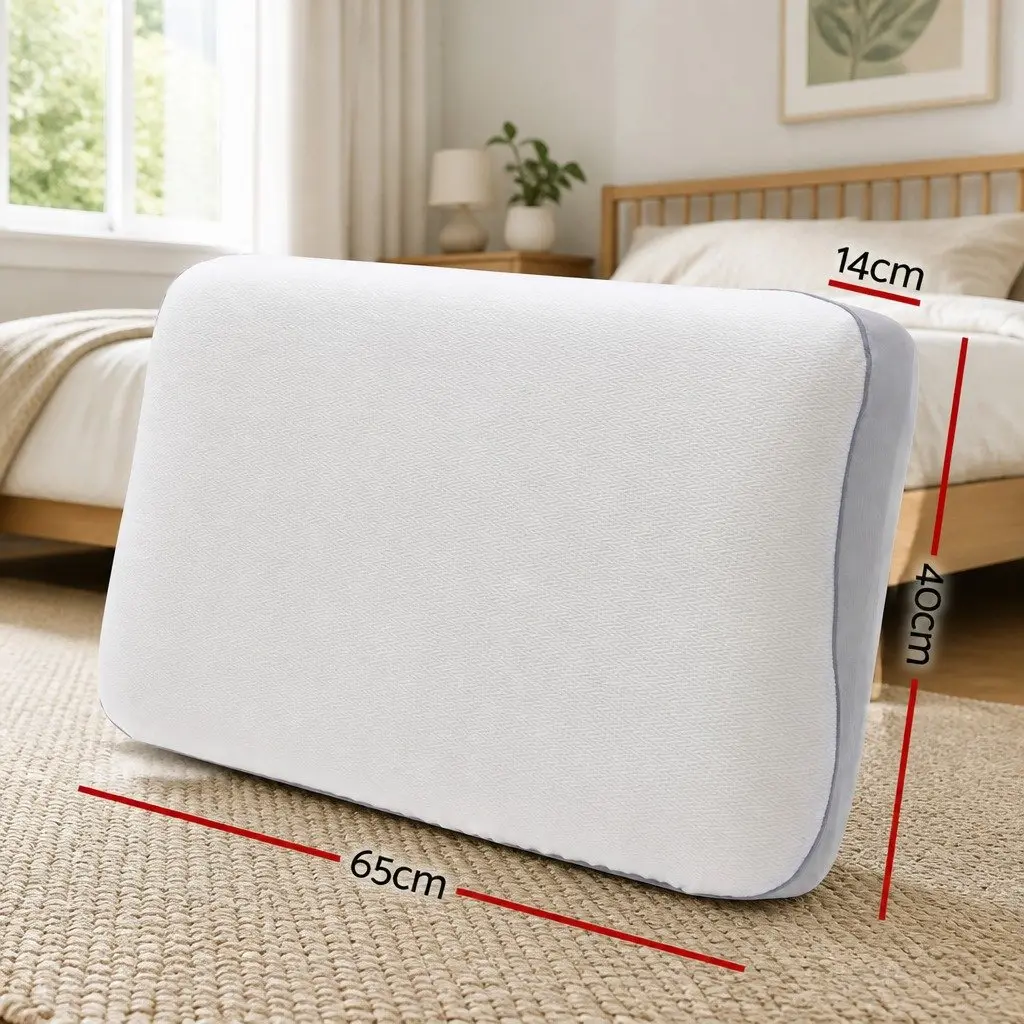 Memory Foam Pillow White or Grey 65x40x14cm Dual-Sided Cooling Neck Support
