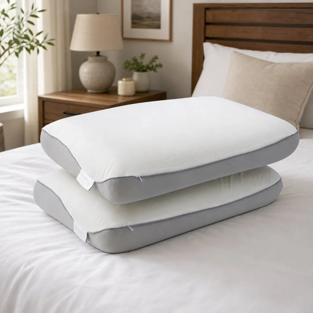 Memory Foam Pillow White Dual-Sided Cooling Warm Ergonomic Neck Pain Relief