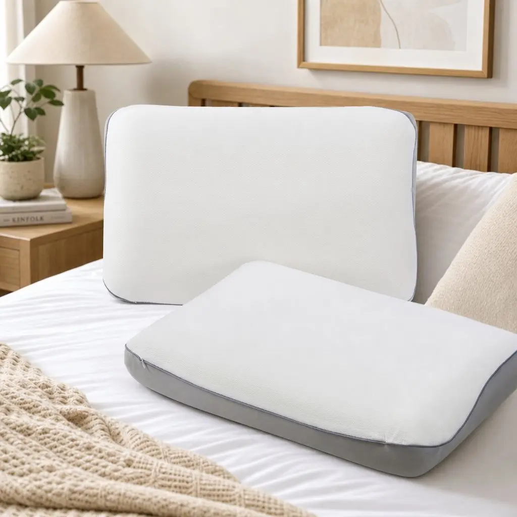Memory Foam Pillow White Dual-Sided Cooling Warm Ergonomic Neck Pain Relief