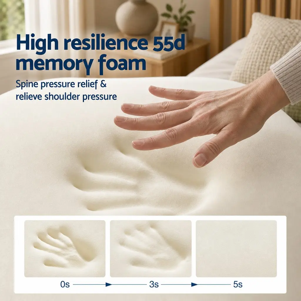 Memory Foam Pillow White Dual-Sided Cooling Warm Ergonomic Neck Pain Relief