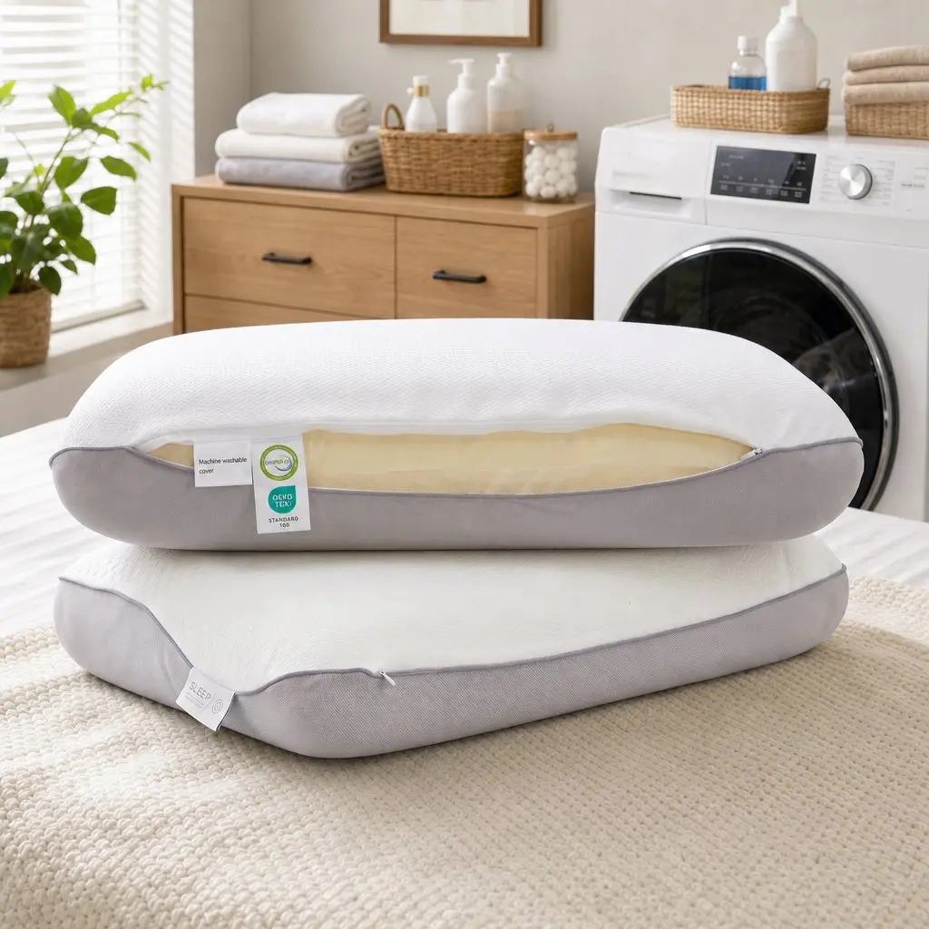 Memory Foam Pillow White Dual-Sided Cooling Warm Ergonomic Neck Pain Relief