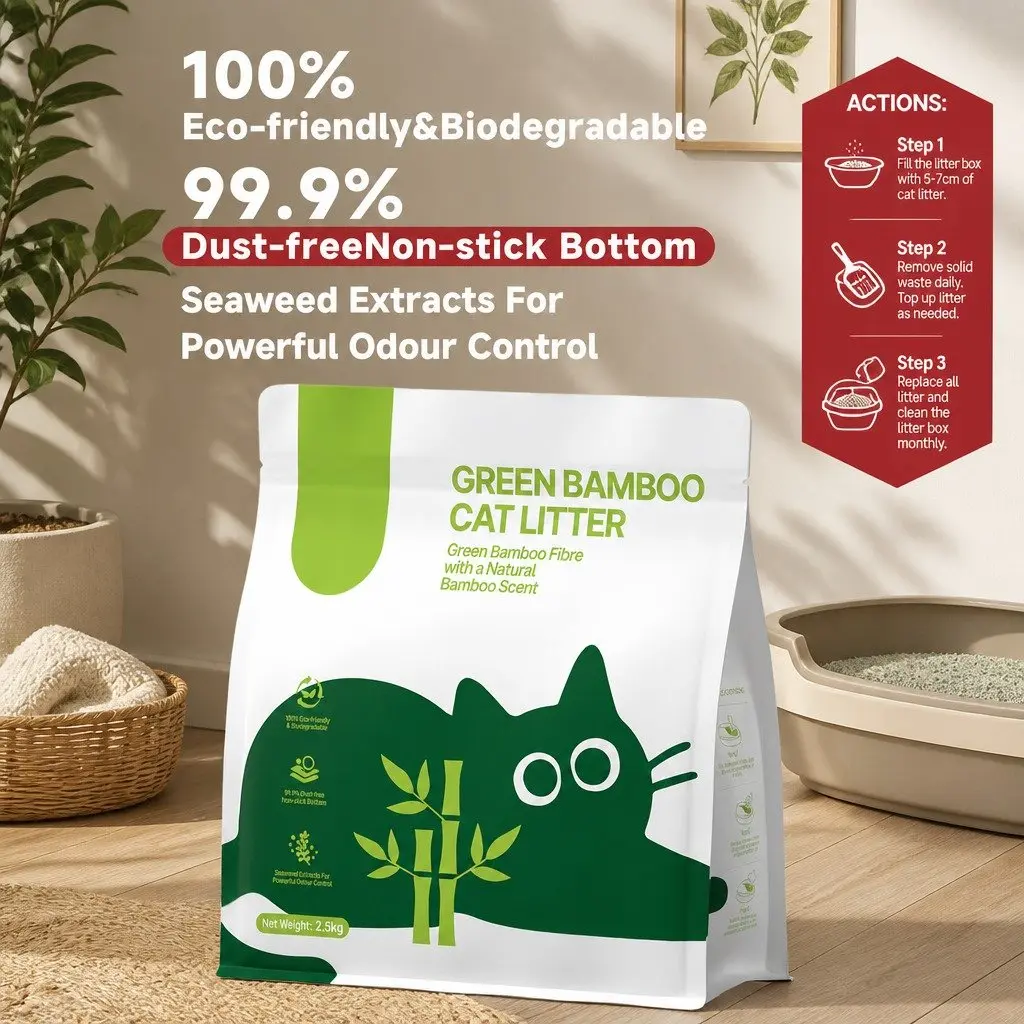 Cat Litter Green 30kg 12 Piece Dust Free Natural Odour Control Easy Clean