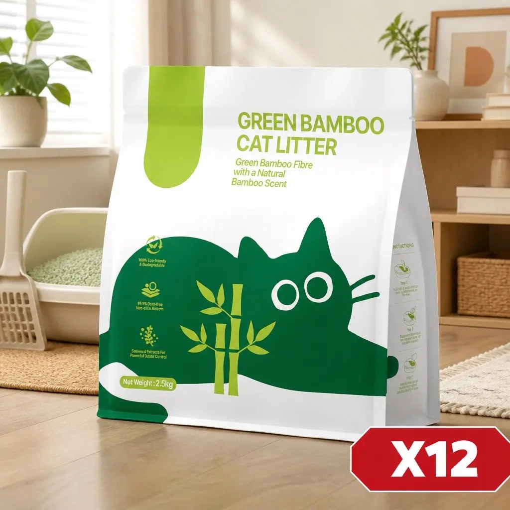 Cat Litter Green 30kg 12 Piece Dust Free Natural Odour Control Easy Clean