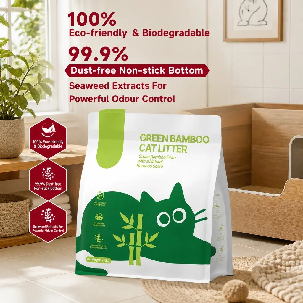 Bamboo Cat Litter Beige 7.5kg Dust Free Natural Odour Control Clumping
