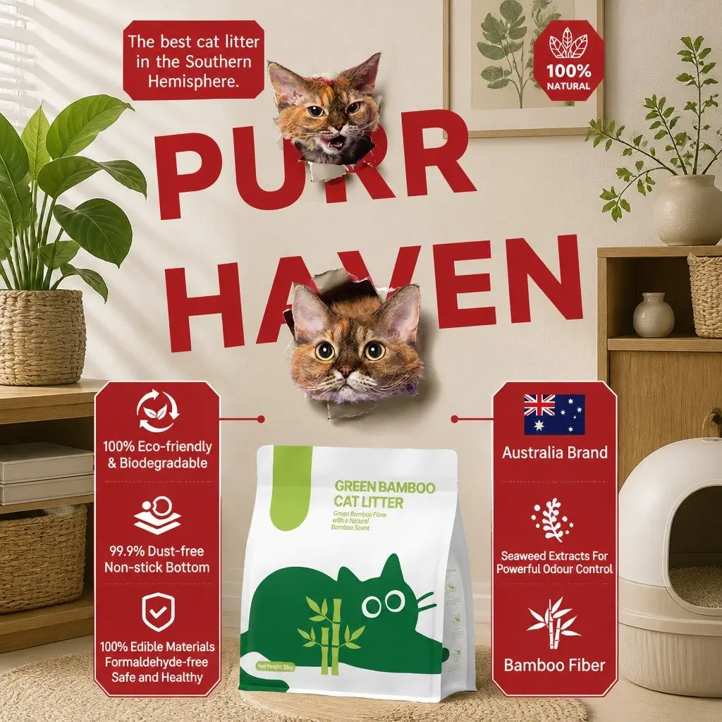 Bamboo Cat Litter Beige 7.5kg Dust Free Natural Odour Control Clumping