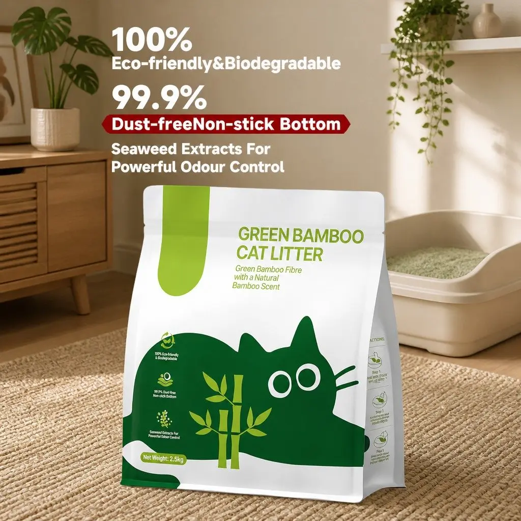 Clumping Cat Litter Green 15kg Dust Free Natural Odour Control