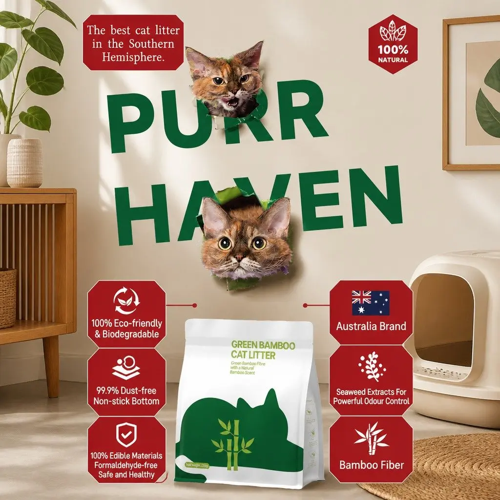 Clumping Cat Litter Green 15kg Dust Free Natural Odour Control