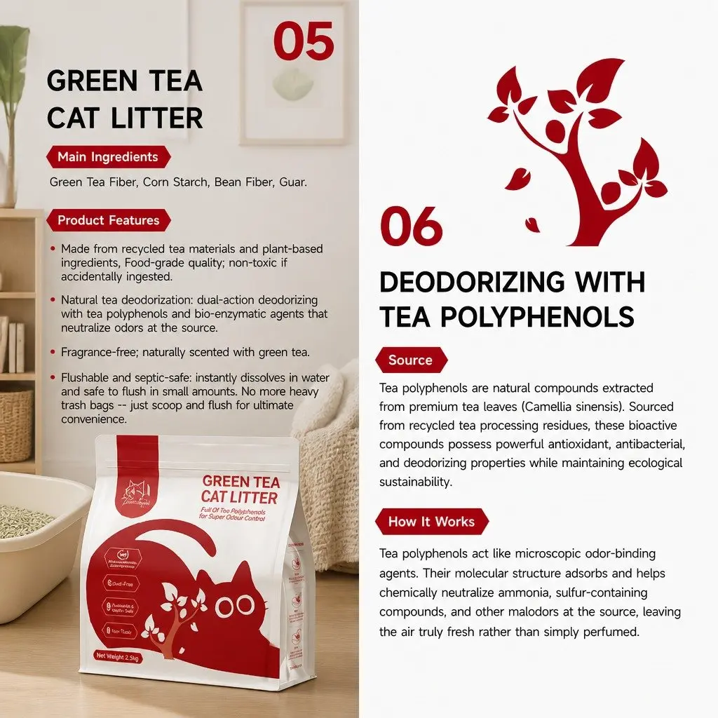 Cat Litter Green Tea 30kg Clumping Dust Free Natural Flushable Easy Scooping Odour Control