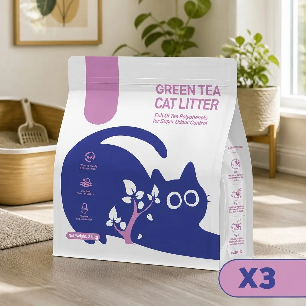 Clumping Cat Litter, 7.5kg 3 Pack with Green Tea