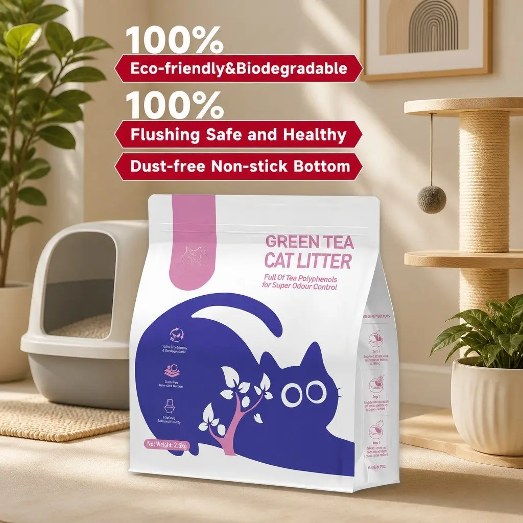 Cat Litter Green Tea 7.5kg Clumping Dust Free Natural Flushable Easy