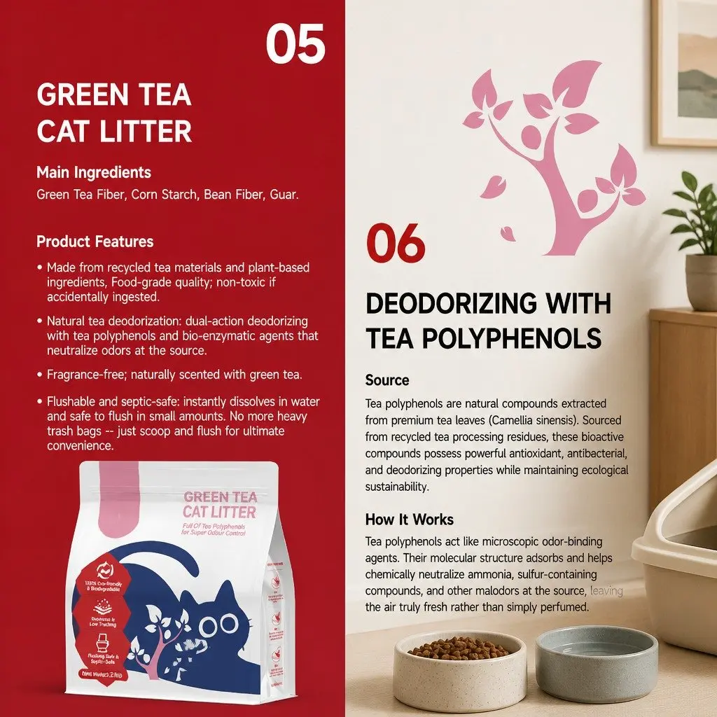 Cat Litter Green Tea 7.5kg Clumping Dust Free Natural Flushable Easy