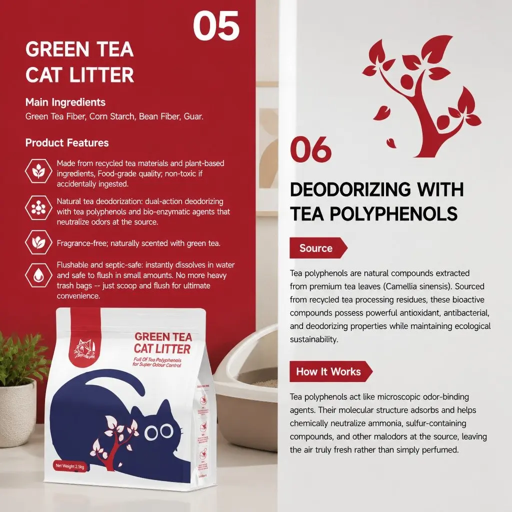 Clumping Cat Litter Purple 15kg Natural Green Tea Odour Control Dust Free