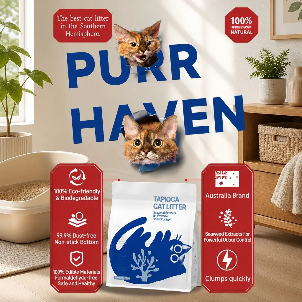 Tapioca Cat Litter Blue 30kg Fast Clumping Dust Free Plant-Based Odour Control
