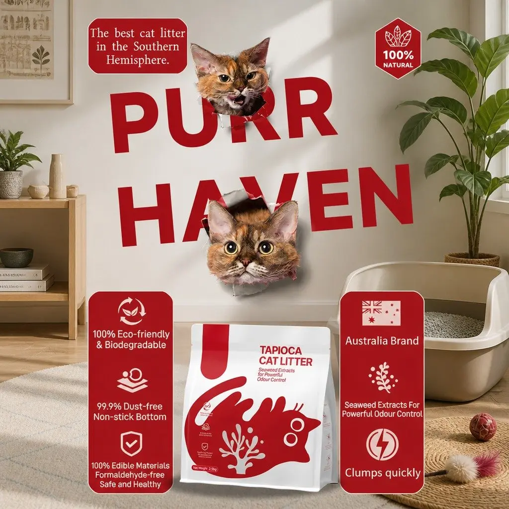Tapioca Cat Litter Blue 15kg Natural Dust Free Clumping Odour Control