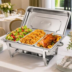 Concise 3x3L Chafing Dish Set with Stainless Steel Finish