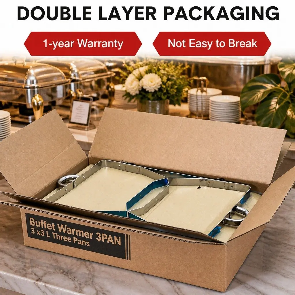 Chafing Dish Set Silver 3x3L Stainless Steel Bain Marie Buffet Warmer Food Server