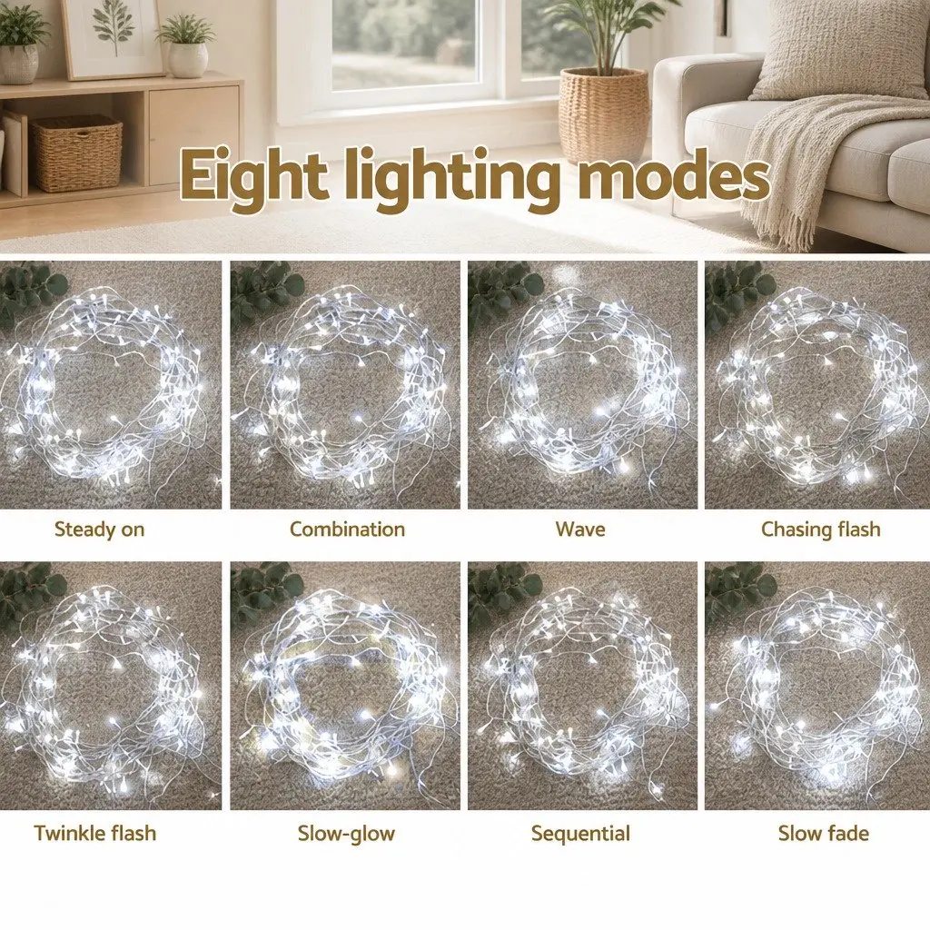 Curtain Lights Cool White 6x3M 600 LED Outdoor Light Eight Lighting Modes