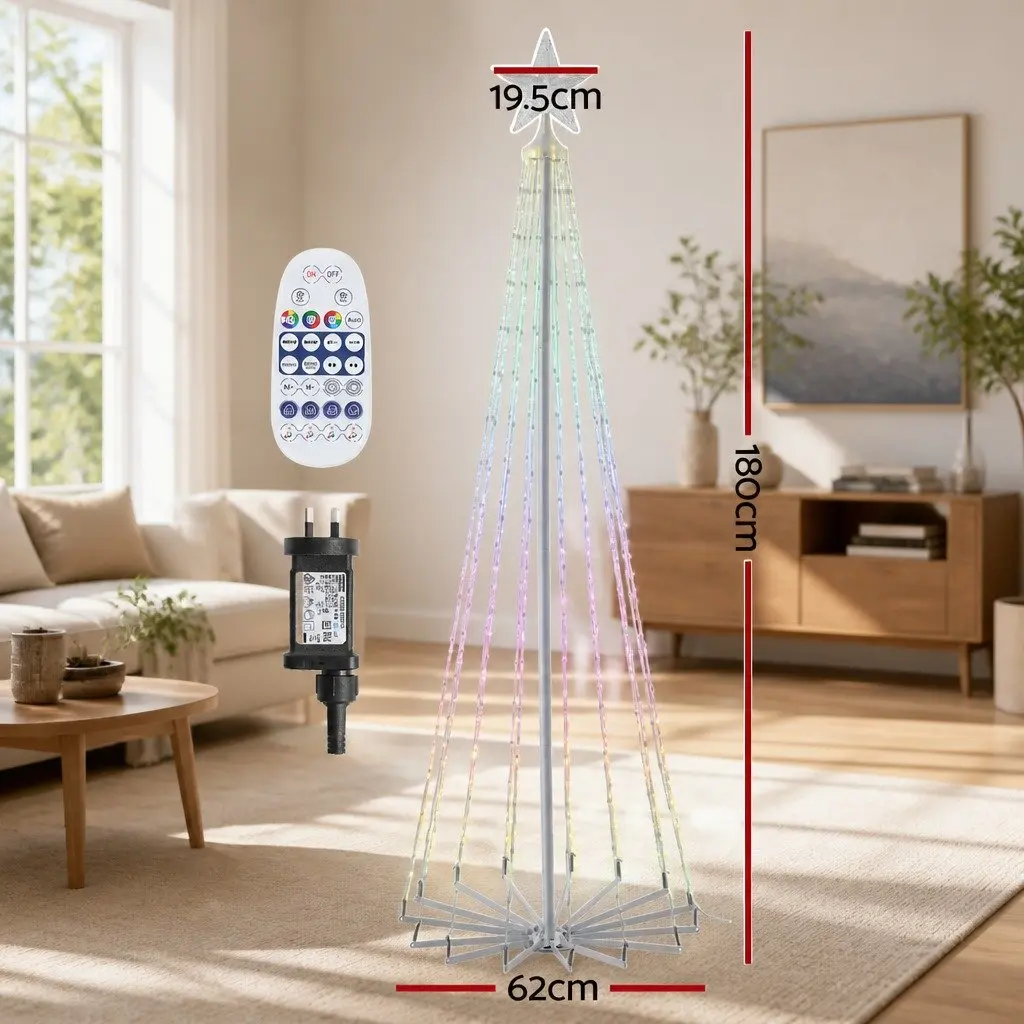 LED Christmas Tree Multicolour 180cm 265 RGB Lights Remote Control