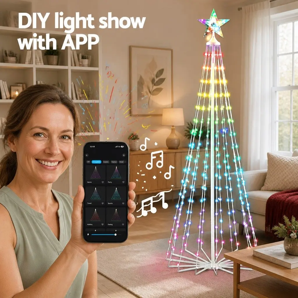 LED Christmas Tree Multicolour 180cm 265 RGB Lights Remote Control