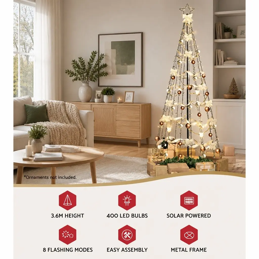 12FT Solar LED Christmas Tree with 400 Lights