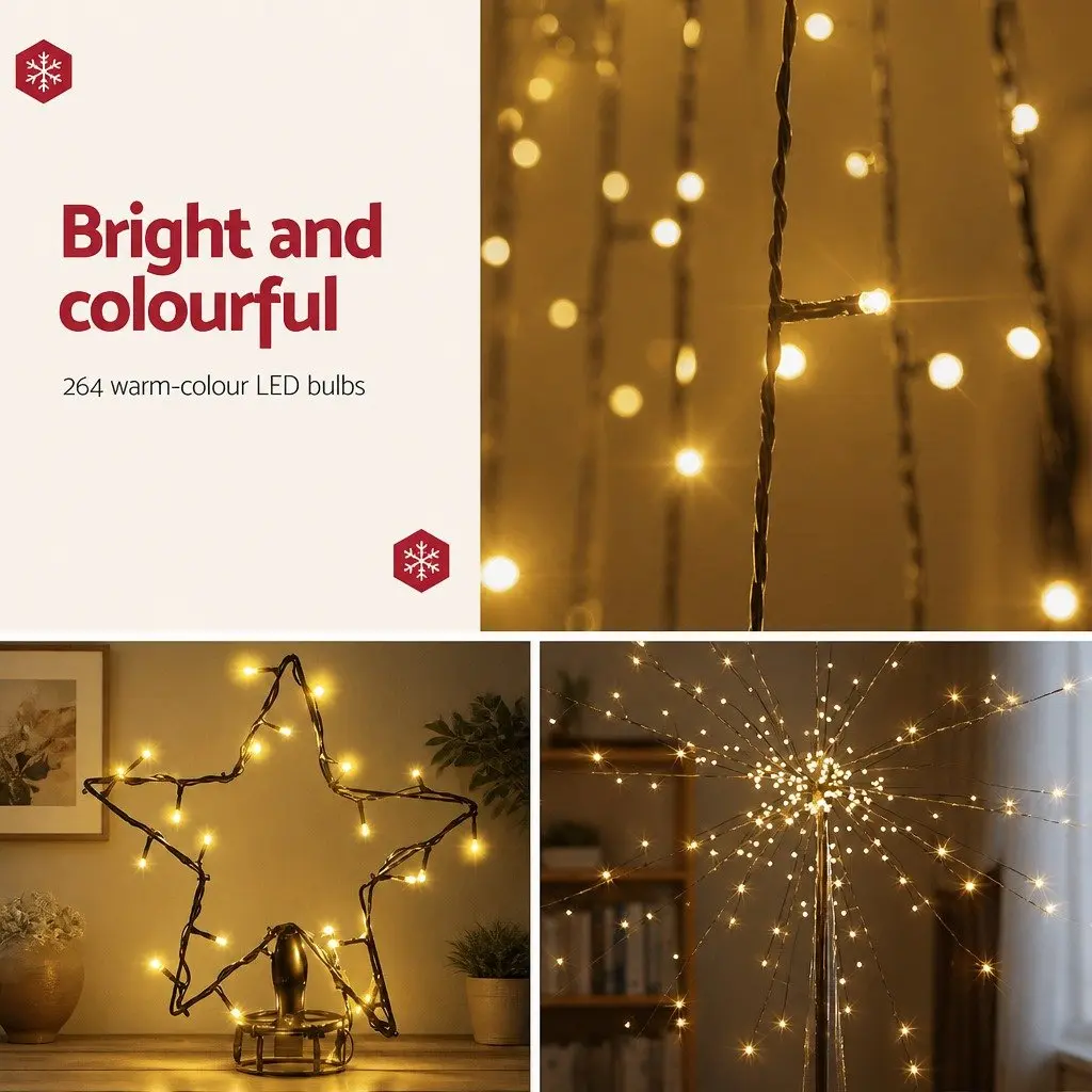 Solar Christmas Tree Black 2.1M LED Warm White Lights Outdoor Garden Decoration
