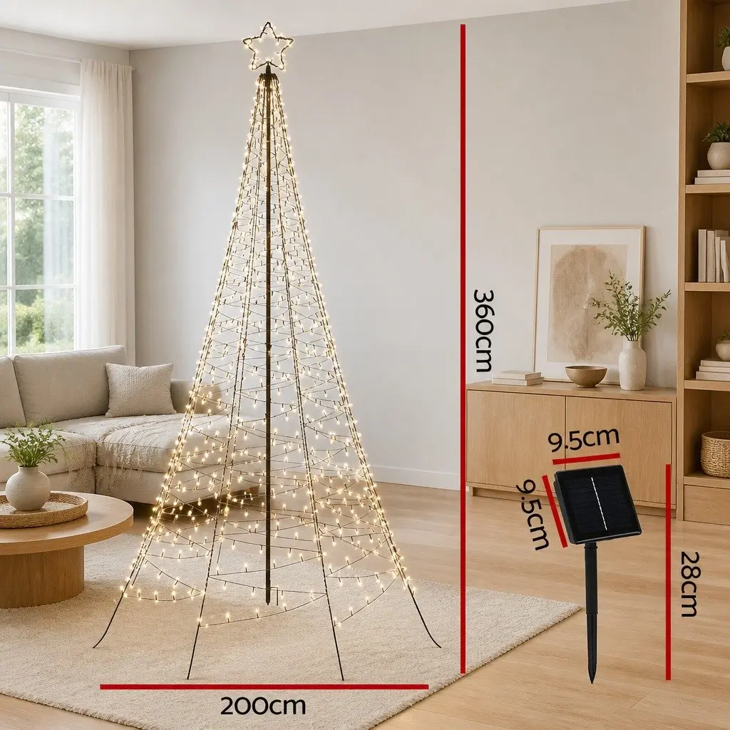 Pre-lit Christmas Tree 3.6M Warm-White Solar-Powered 800 LED Outdoor Decoration