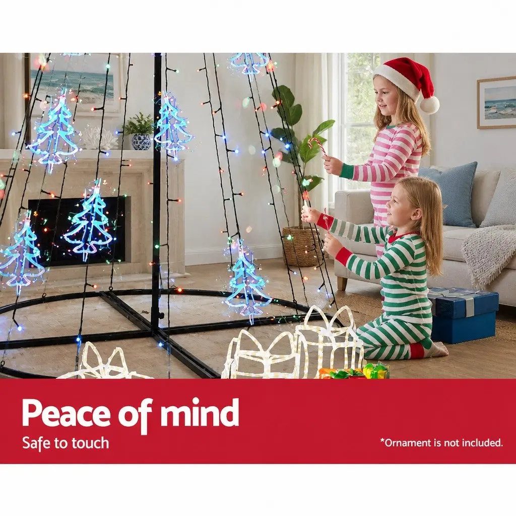Solar Christmas Tree 2.1M 264 LED Multi Colour Outdoor Indoor Xmas Decoration
